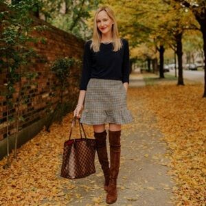 NWOT J. Crew Houndstooth Ruffle Skirt, Size 12T